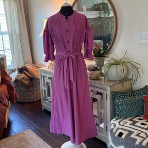 Purple Button-Down Midi Dress size small